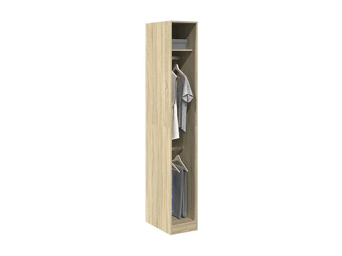 Armoire dressing 2 penderie 1 étagère 30cm - Collection Laker-Chêne clair