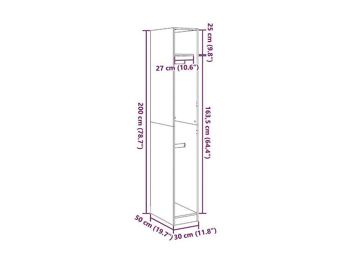 Armoire dressing 2 penderie 1 étagère 30cm - Collection Laker-Chêne clair