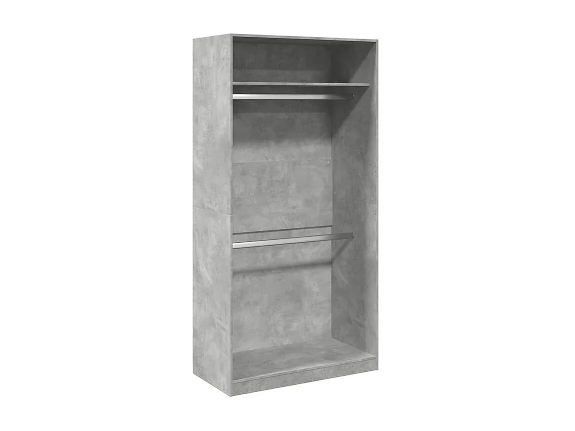 Armoire dressing 2 penderie 1 étagère 100cm - Collection Laker-Gris béton