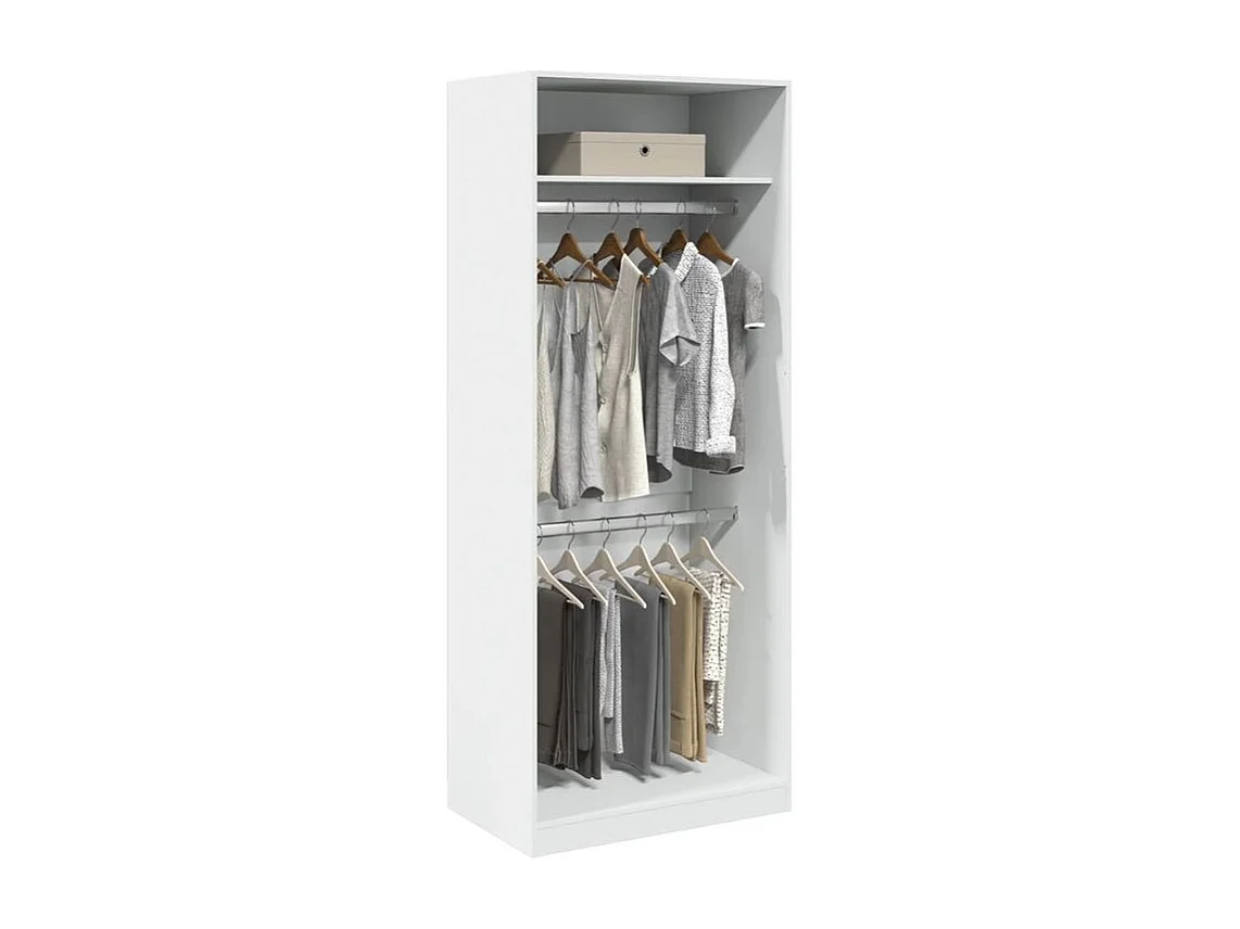 Armoire dressing 2 penderie 1 étagère 80cm - Collection Laker-Blanc