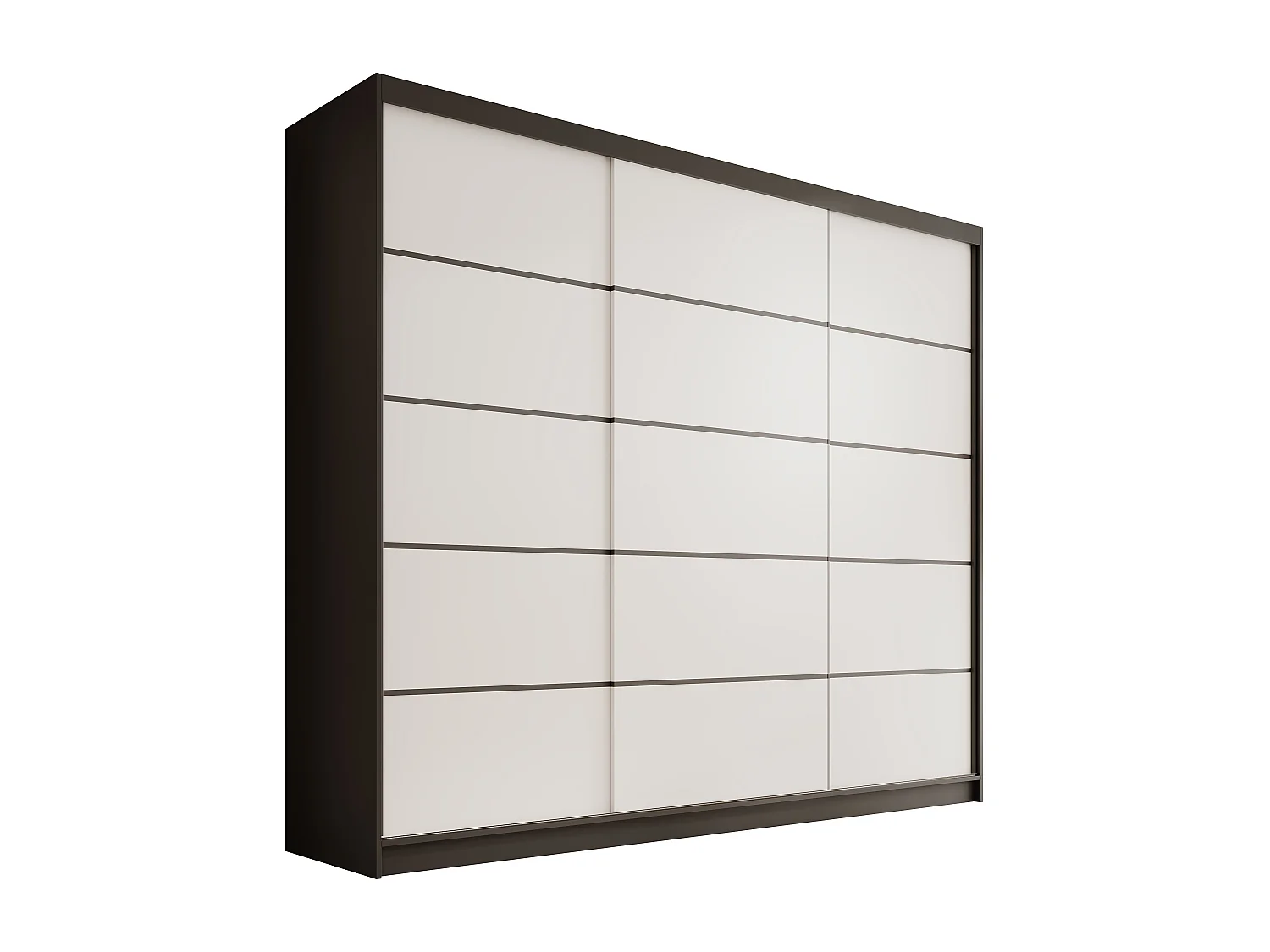 3-deurs schuifdeurkast van ALLEEN 250 cm – Grote, moderne en functionele kleedkamer-Kleur Zwart en wit