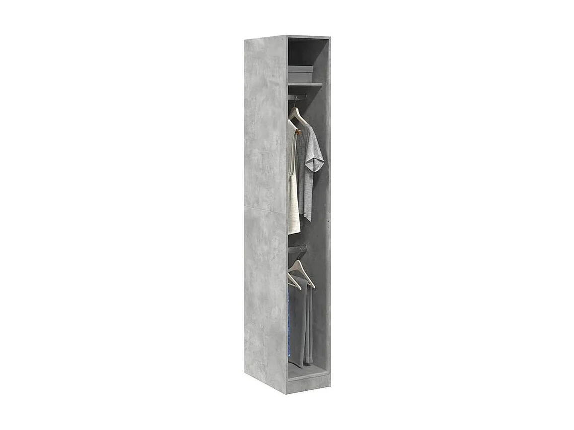 Armoire dressing 2 penderie 1 étagère 30cm - Collection Laker-Gris béton