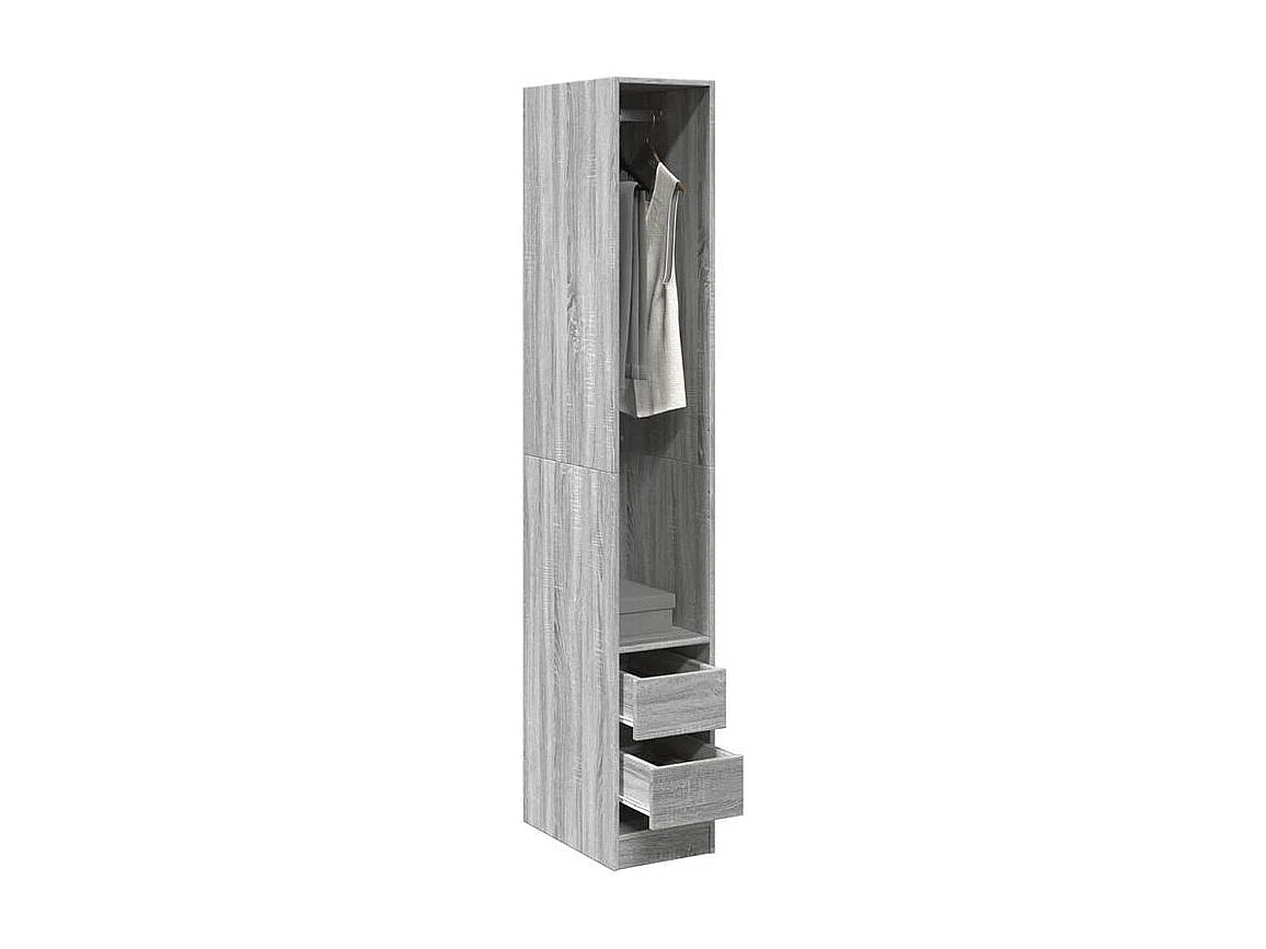 Armoire dressing 1 penderie 2 tiroir 30cm - Collection Kodok-Chêne gris