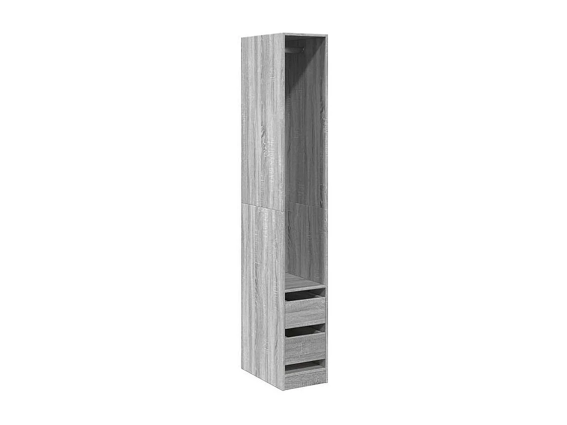 Armoire dressing 1 penderie 2 tiroir 30cm - Collection Kodok-Chêne gris