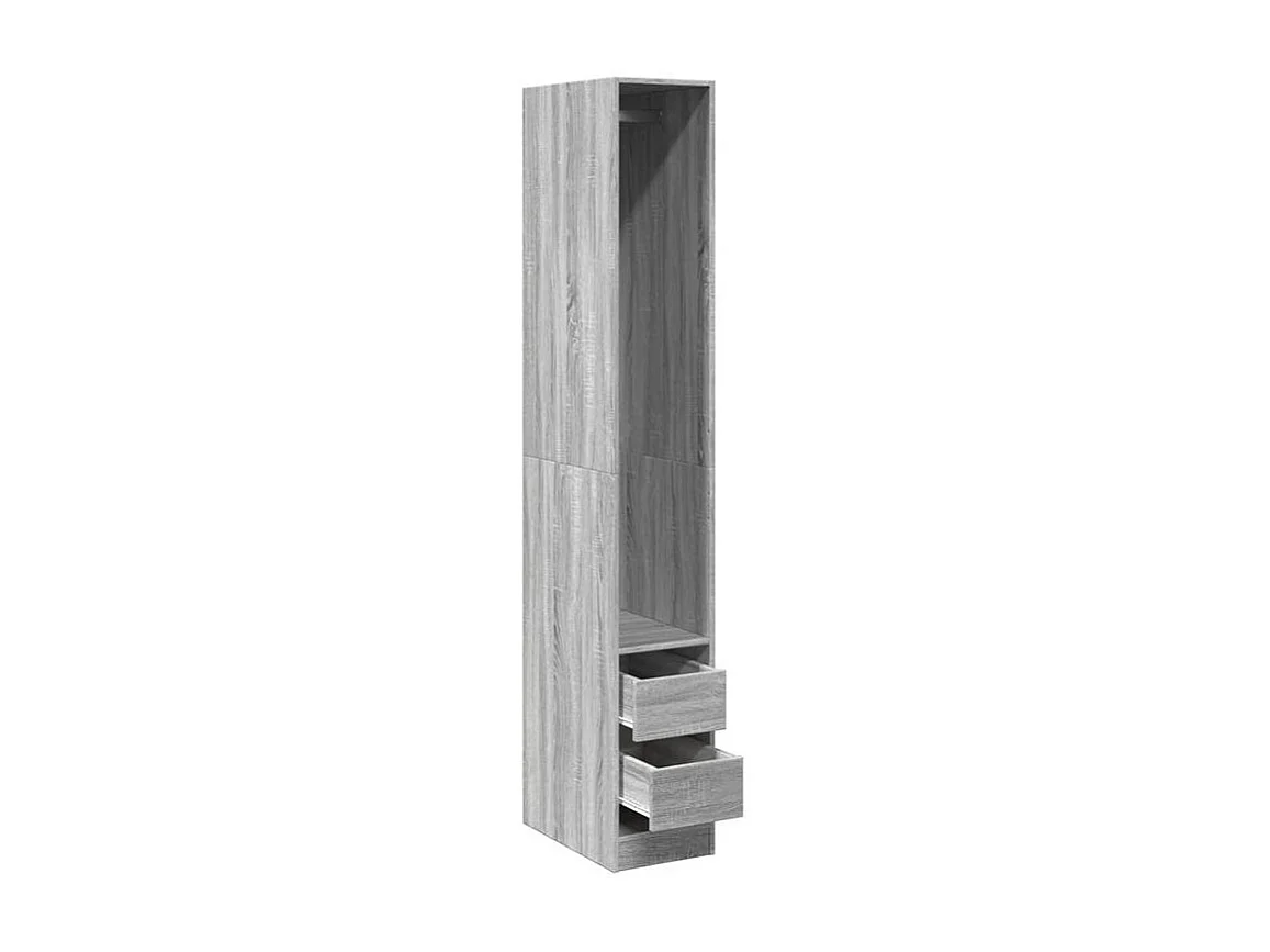 Armoire dressing 1 penderie 2 tiroir 30cm - Collection Kodok-Chêne gris