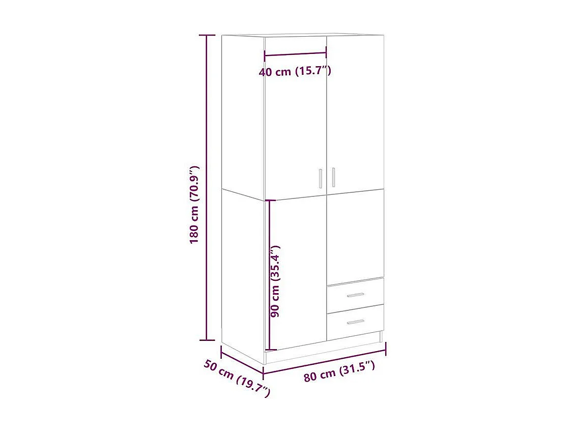 Garde-robe vieux bois 80x52x180 bois d'ingénierie