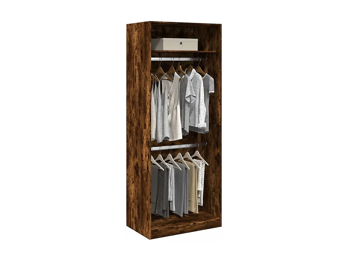 Armoire dressing 2 penderie 1 étagère 80cm - Collection Laker-Marron fumé