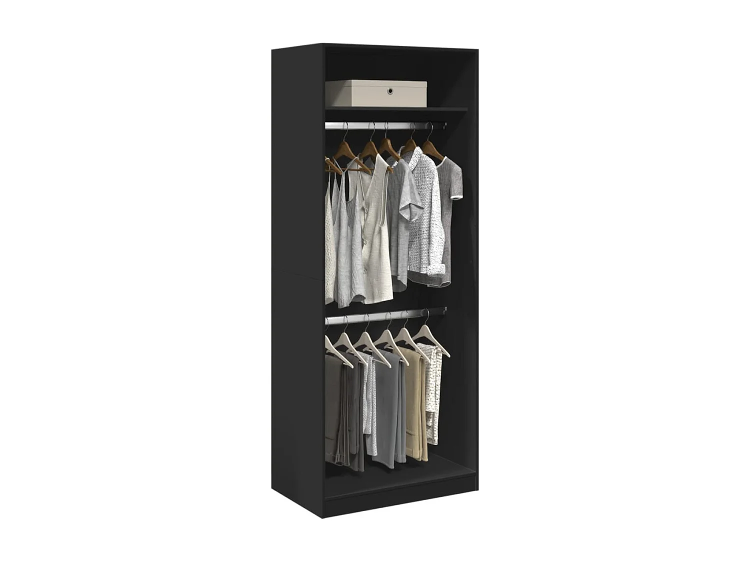Armoire dressing 2 penderie 1 étagère 80cm - Collection Laker-Marron fumé