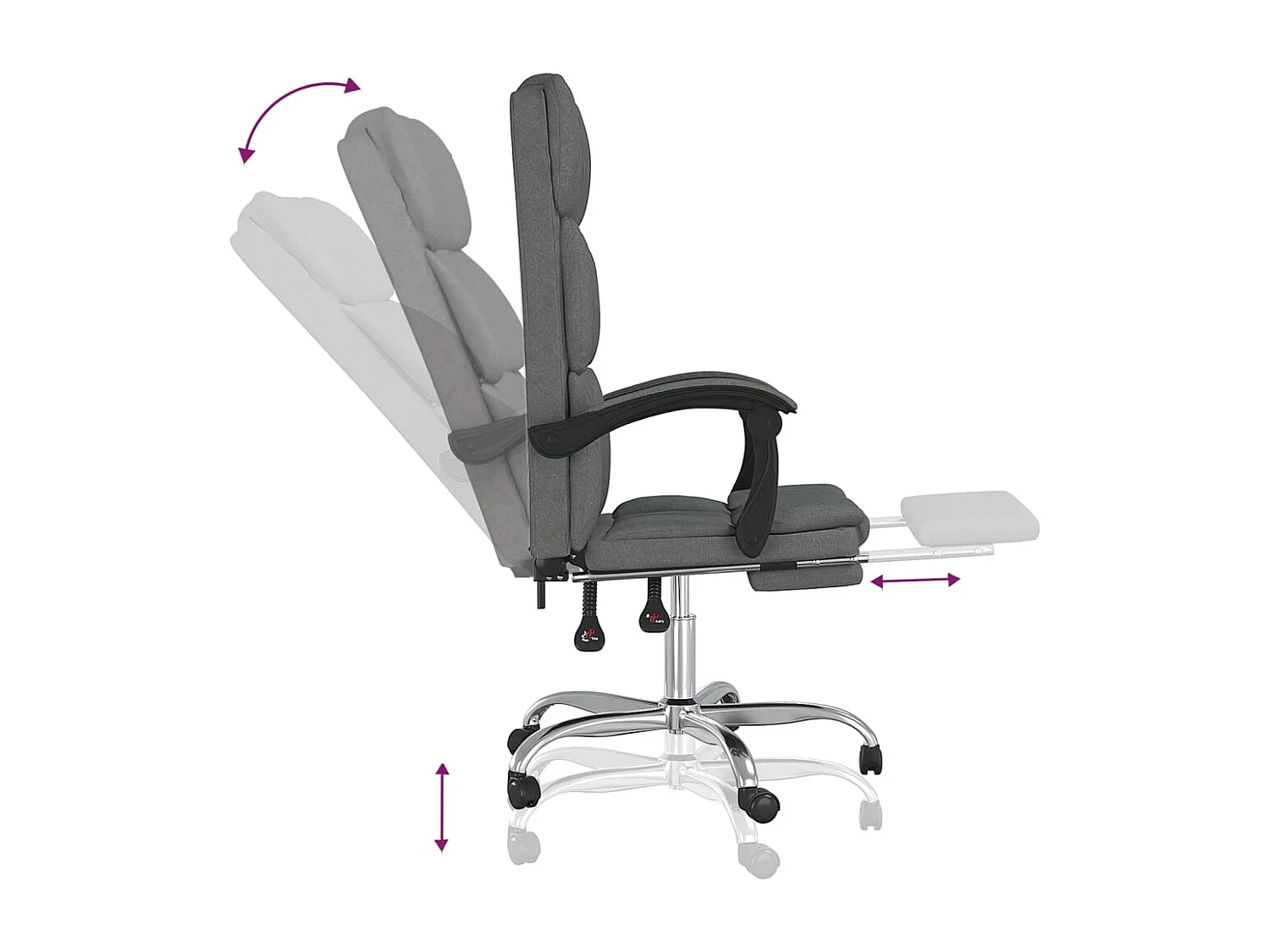 Fauteuil inclinable de bureau Gris foncé Tissu