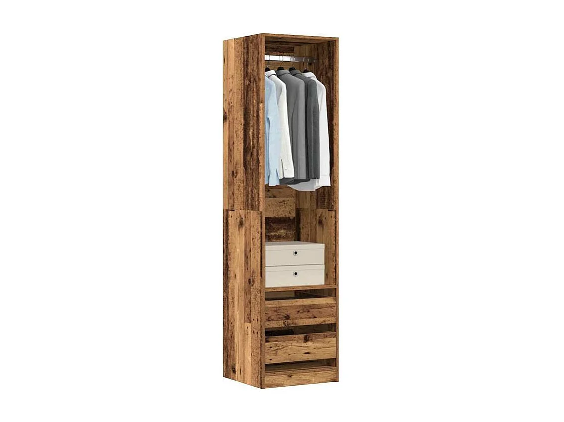 Armoire dressing 1 penderie 2 tiroir 50cm - Collection Kodok-Marron noisette