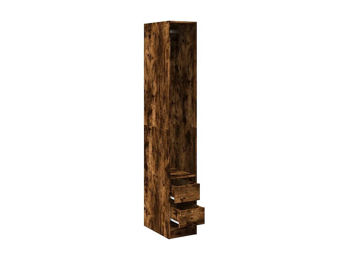 Armoire dressing 1 penderie 2 tiroir 30cm - Collection Kodok-Marron fumé