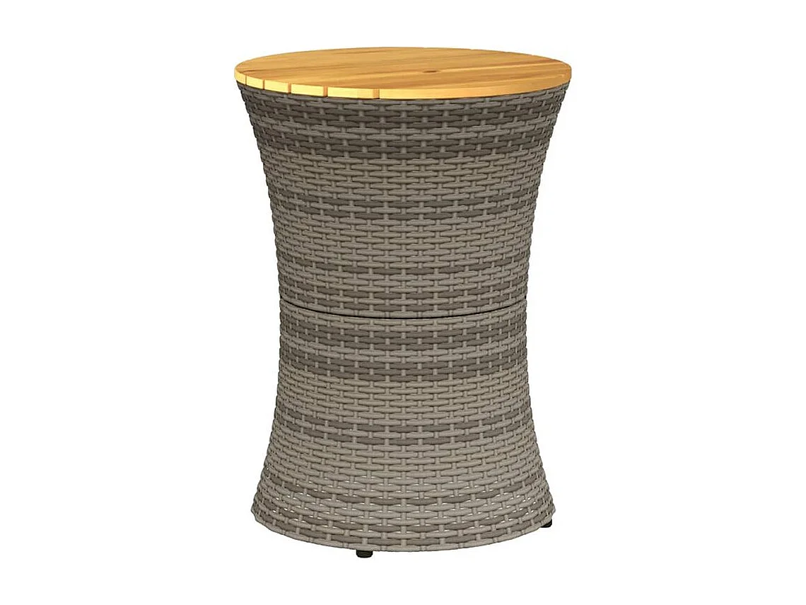 Table d'appoint de jardin forme tambour gris rotin bois massif