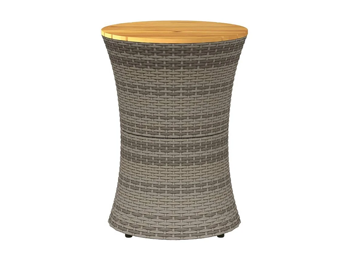 Table d'appoint de jardin forme tambour gris rotin bois massif