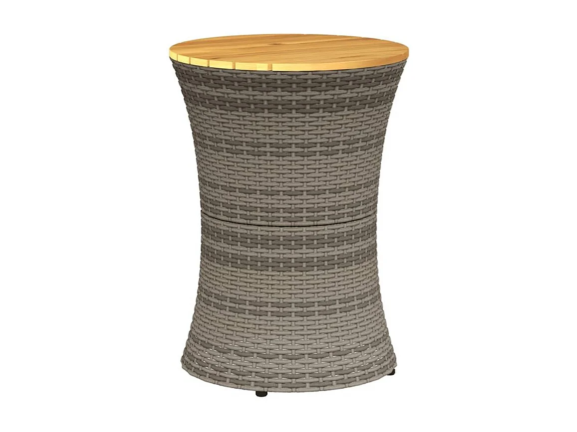 Table d'appoint de jardin forme tambour gris rotin bois massif
