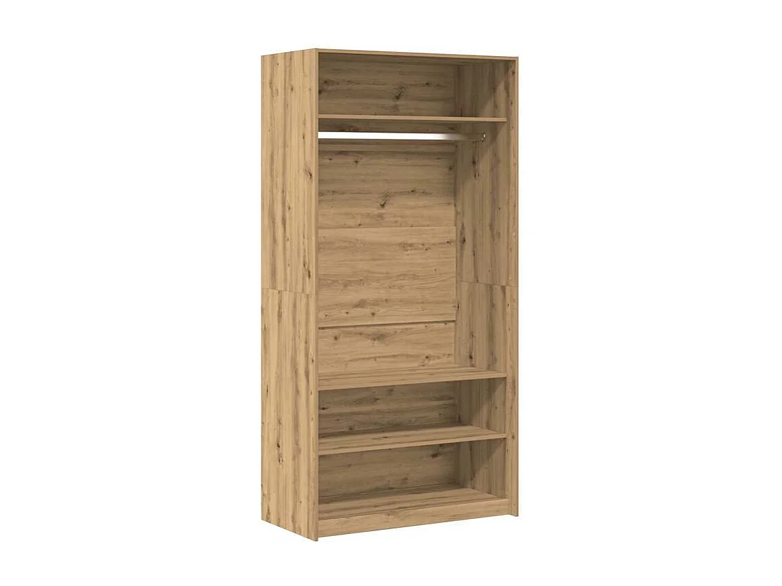 Armoire dressing 1 penderie 3 étagère 100cm - Collection Klozer-Marron clair