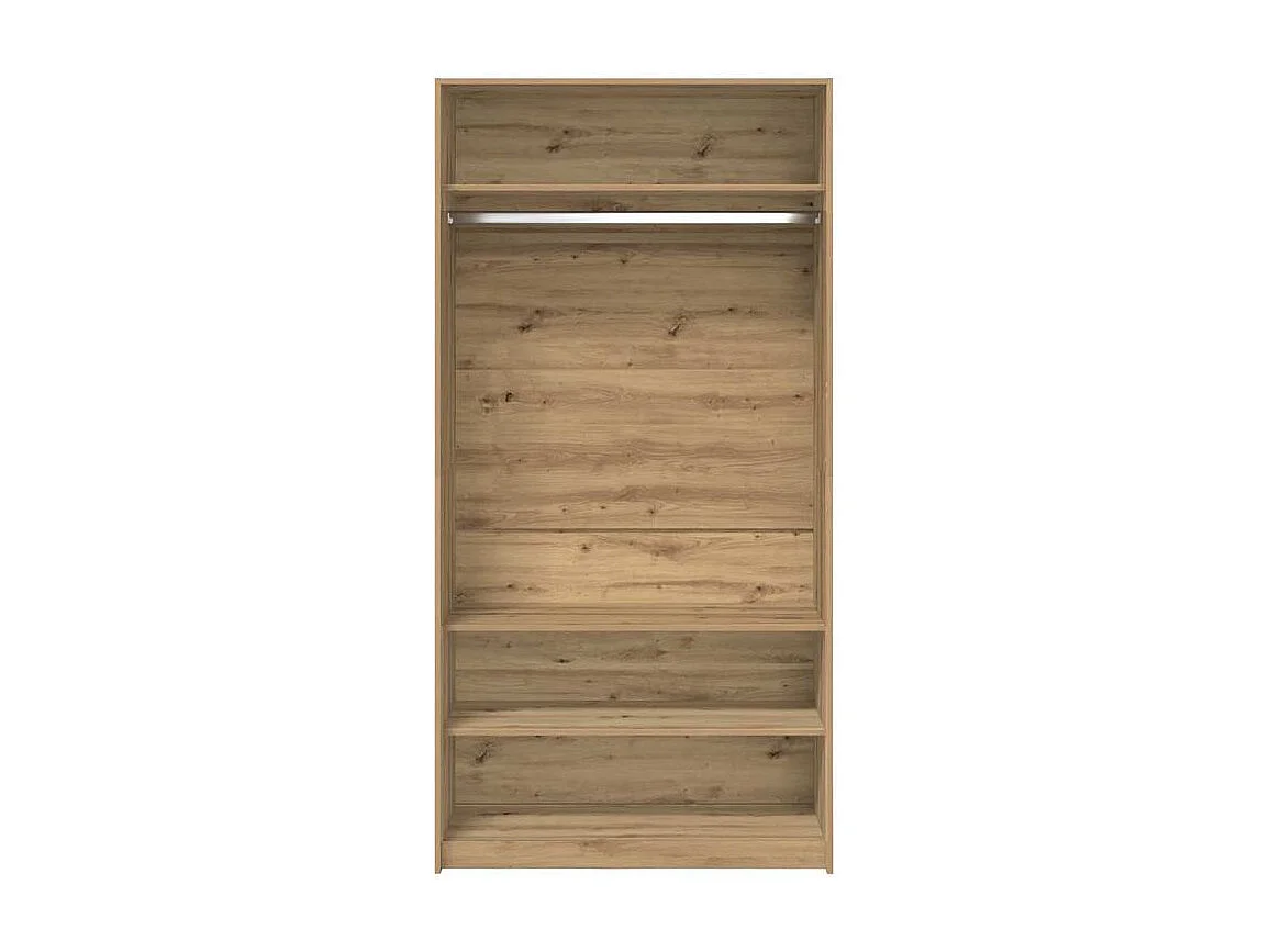 Armoire dressing 1 penderie 3 étagère 100cm - Collection Klozer-Marron clair