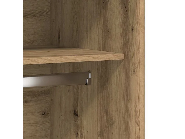 Armoire dressing 1 penderie 3 étagère 100cm - Collection Klozer-Marron clair