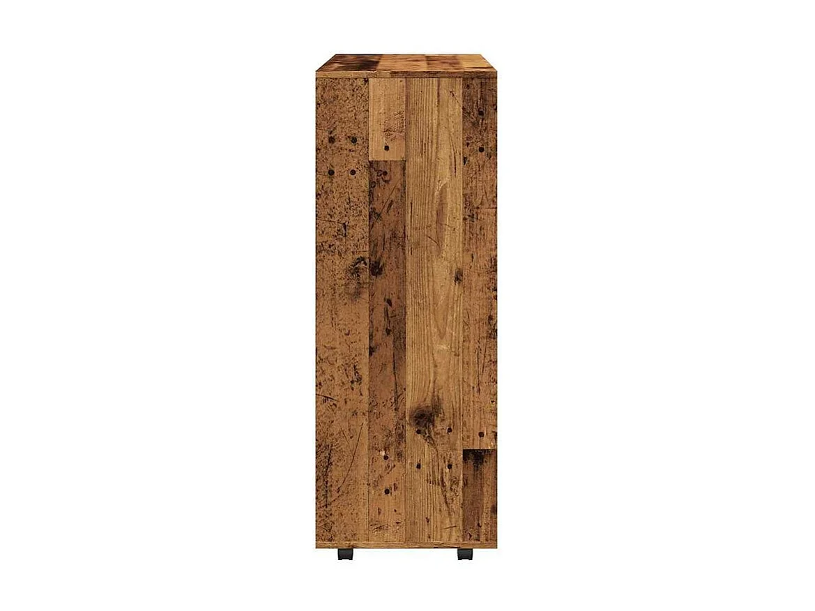 Petite armoire dressing sur roulette 1 penderie 3 étagère 80cm - Collection Event-Marron noisette