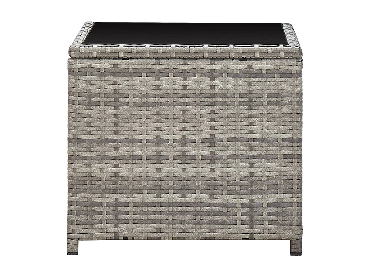 Table base Gris 45x45x40 Résine tressée et verre