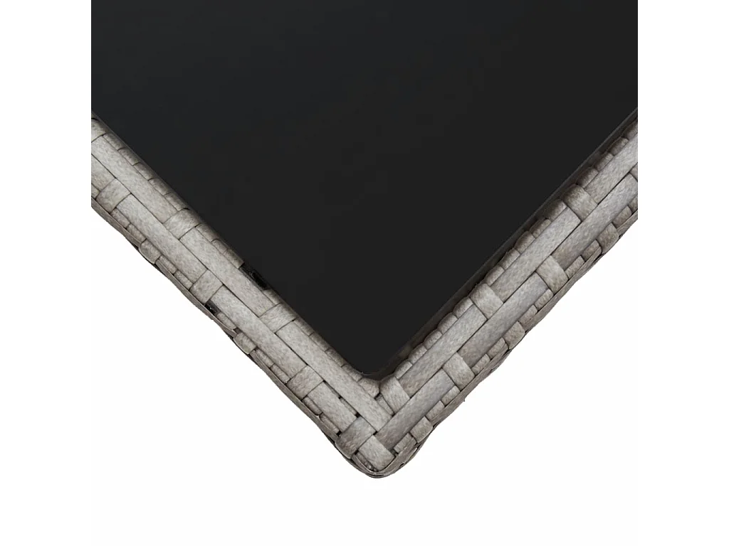 Table base Gris 45x45x40 Résine tressée et verre