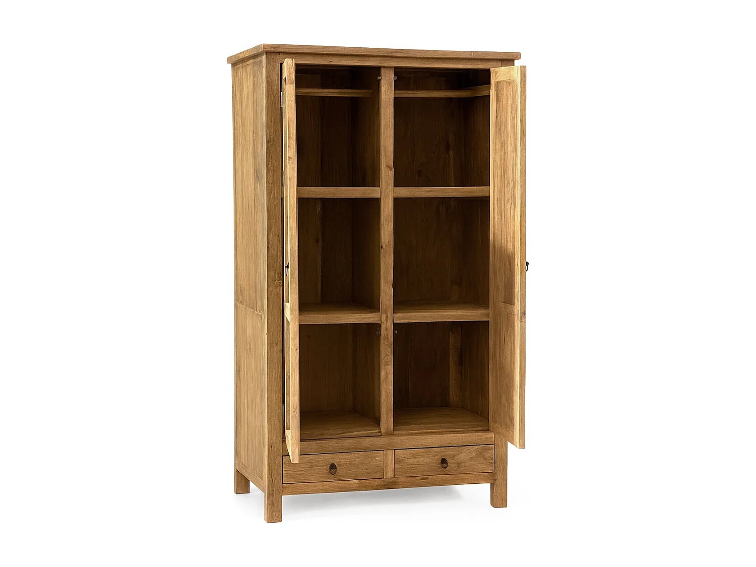 Armoire de salon RUBIO - rustique en teck – 2 Portes & 2 Tiroirs