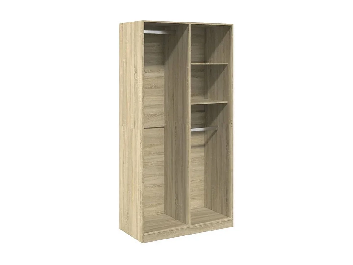 Armoire dressing 2 penderie 2 étagère 100cm - Collection Drazer-Chêne clair