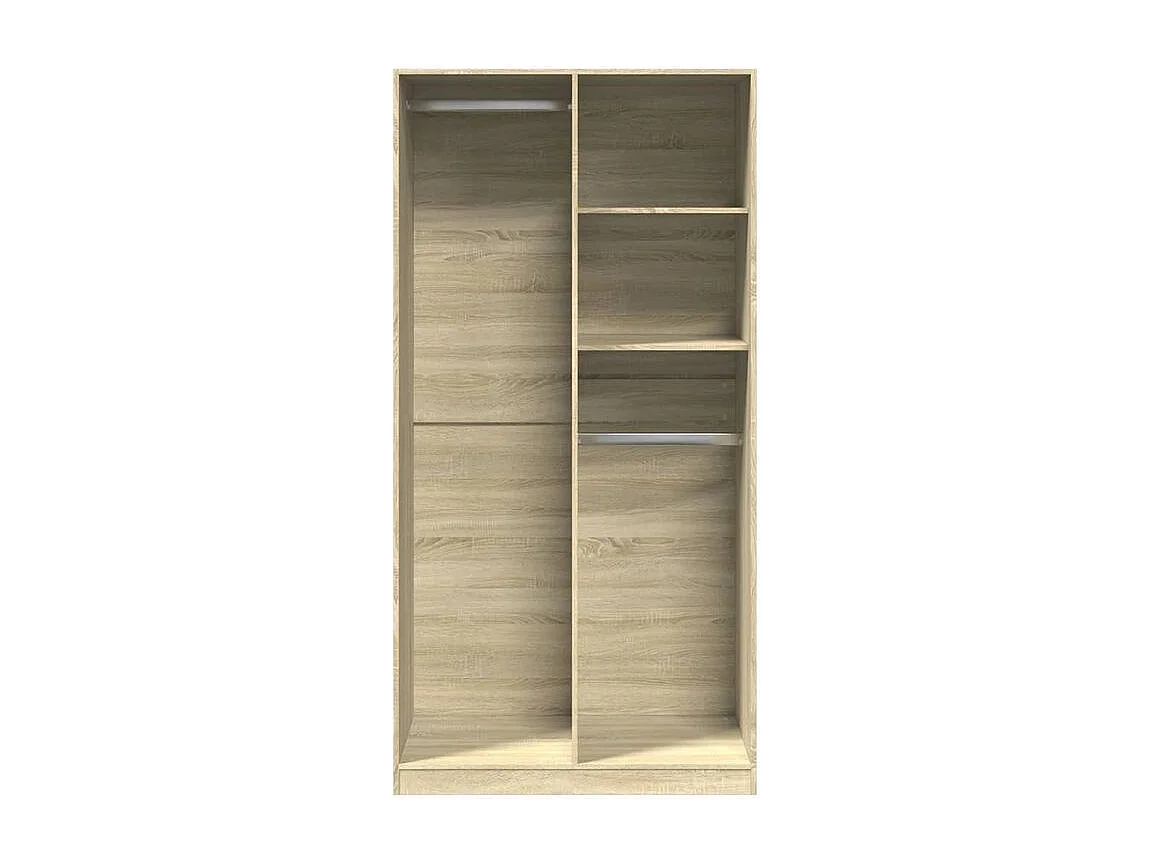 Armoire dressing 2 penderie 2 étagère 100cm - Collection Drazer-Chêne clair