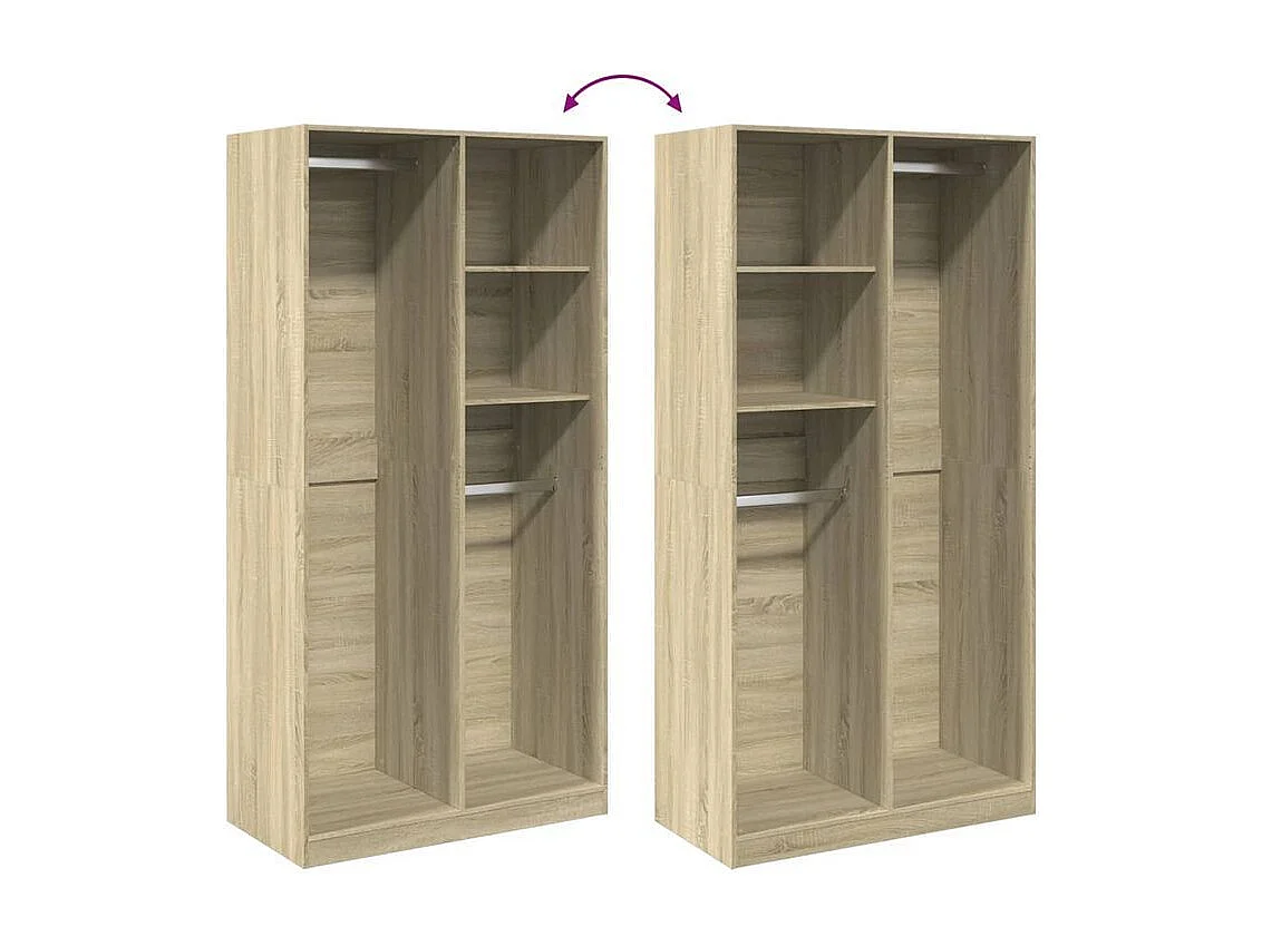 Armoire dressing 2 penderie 2 étagère 100cm - Collection Drazer-Chêne clair