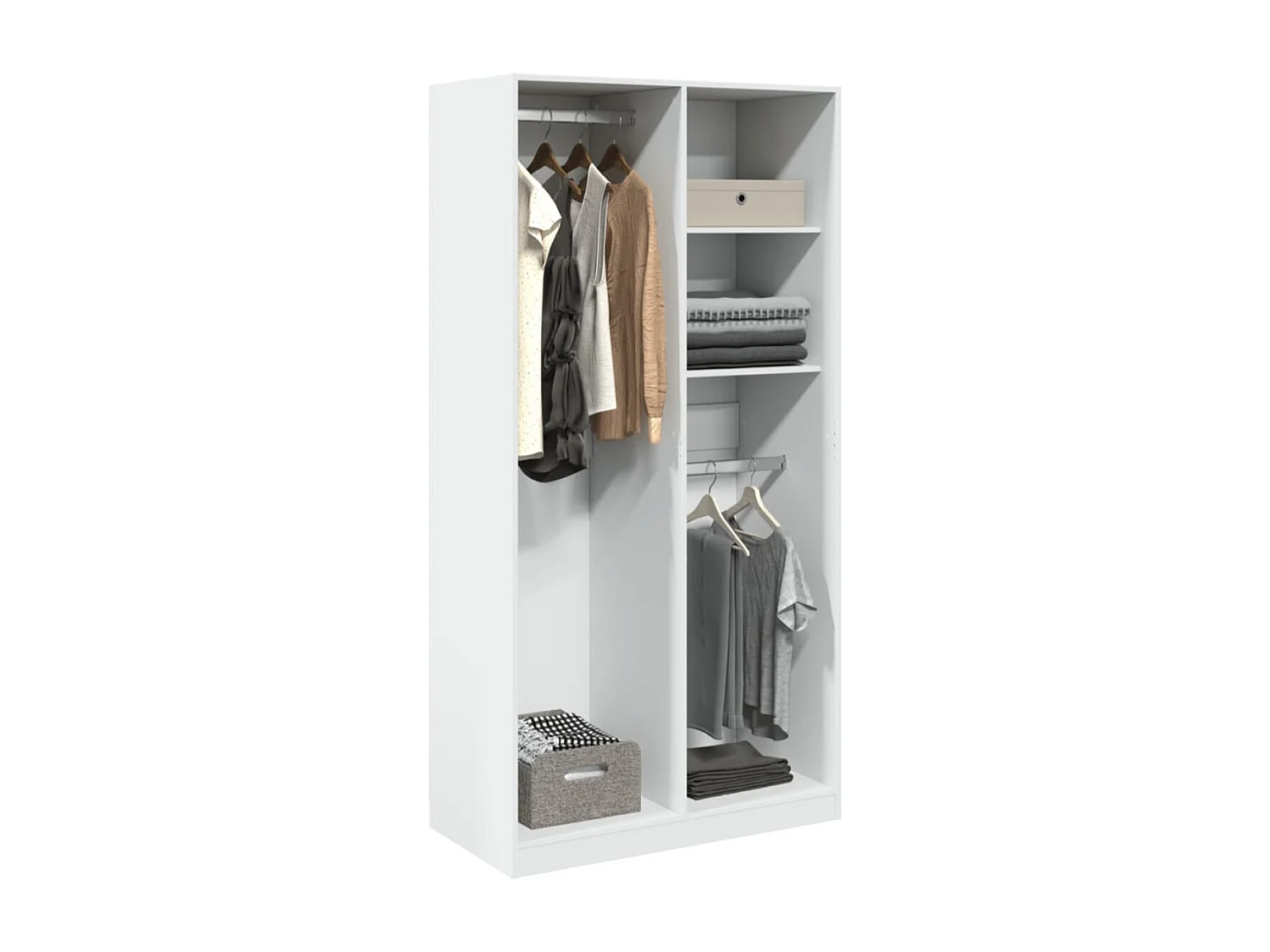 Armoire dressing 2 penderie 2 étagère 100cm - Collection Drazer-Chêne clair