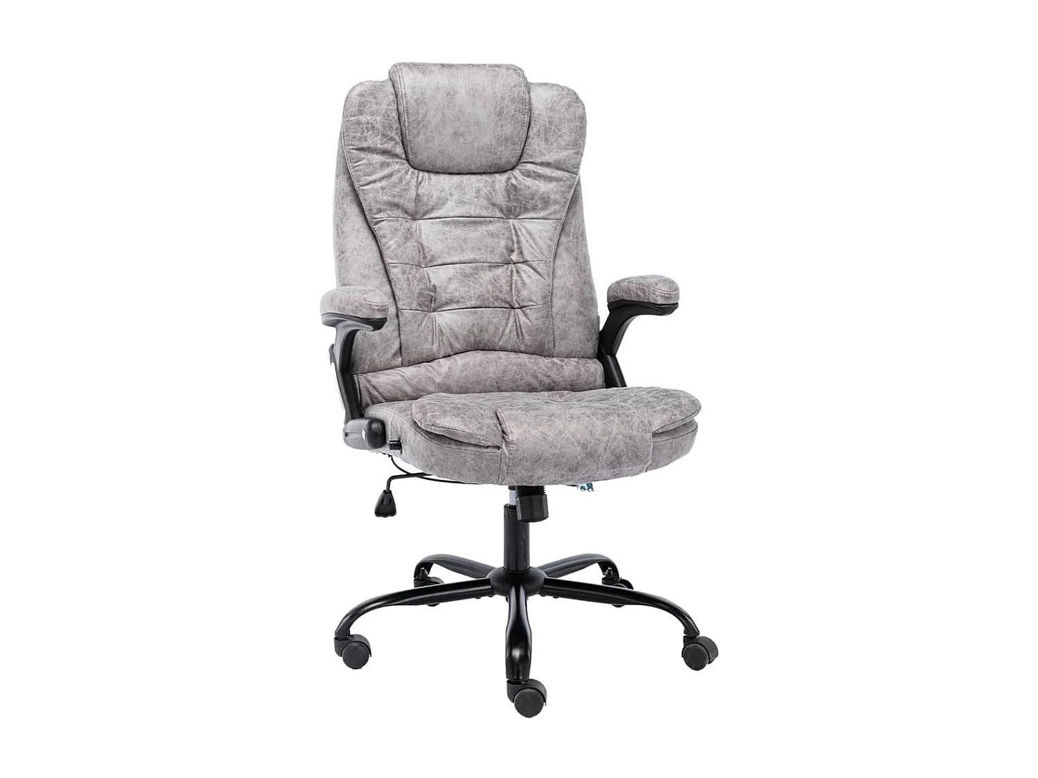 Chaise de bureau Gris clair Cuir véritable