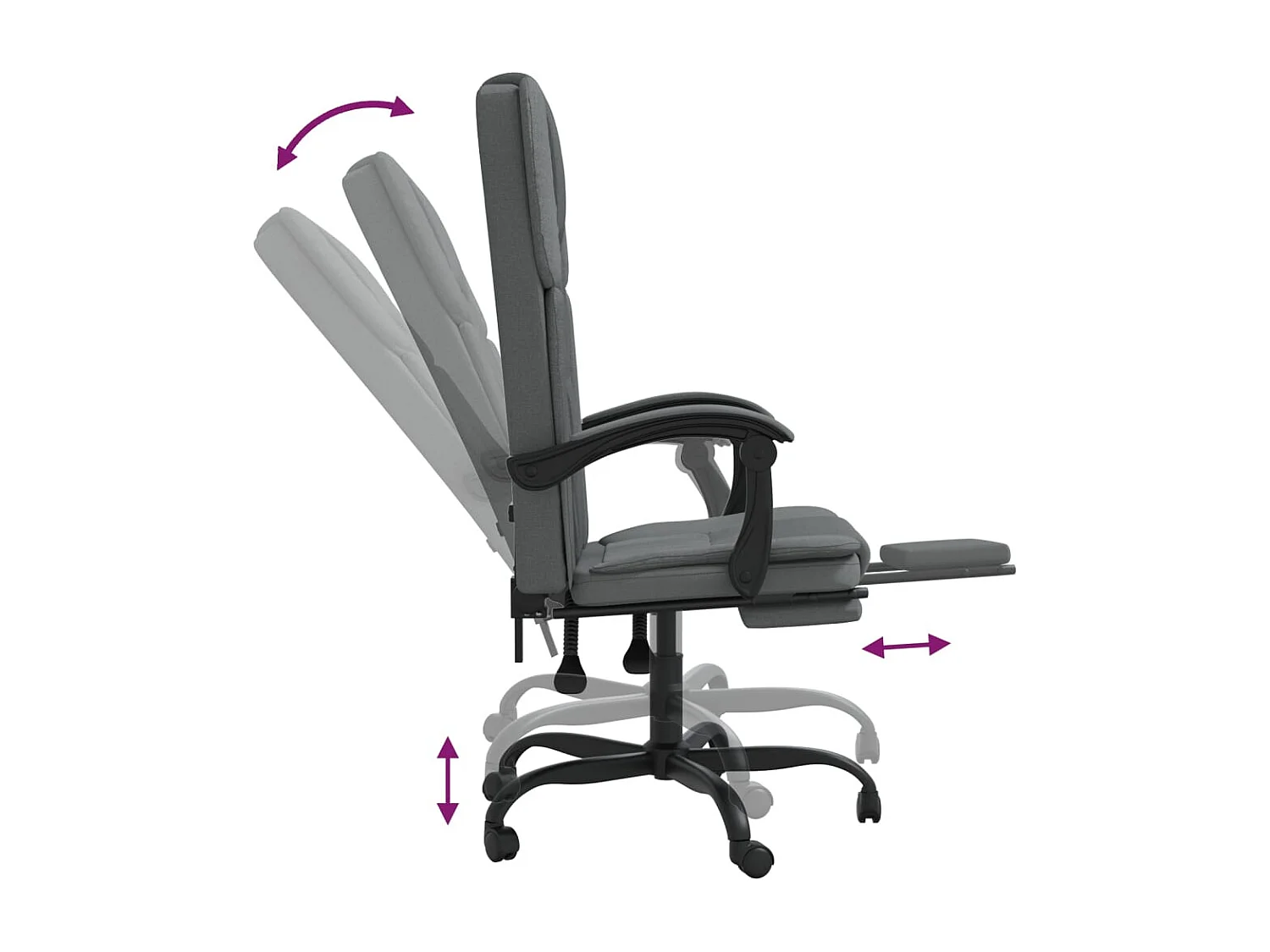 Fauteuil inclinable de bureau Gris foncé Tissu