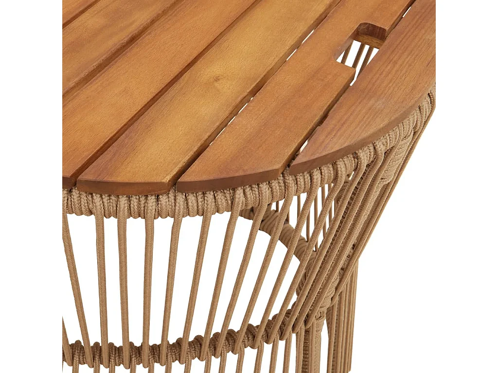 Table d'appoint de jardin 2pc dessus en bois beige poly rotin