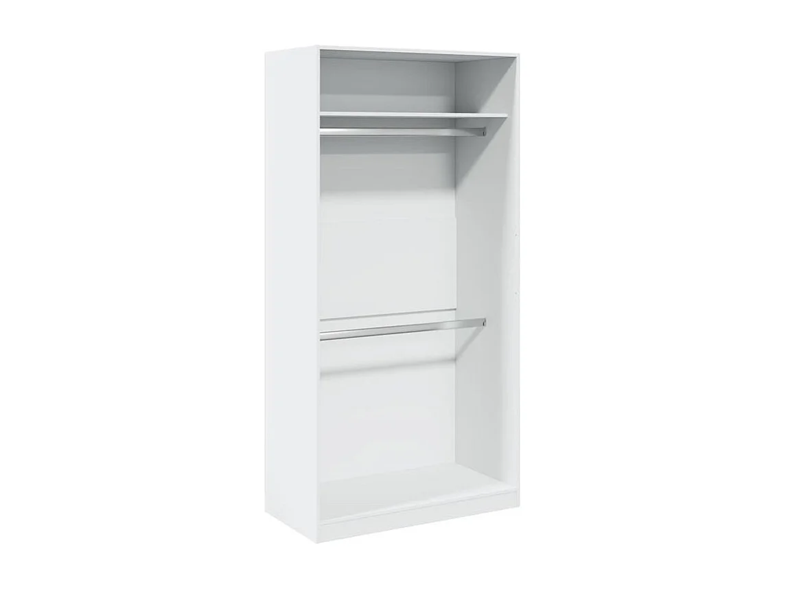 Armoire dressing 2 penderie 1 étagère 100cm - Collection Laker-Blanc