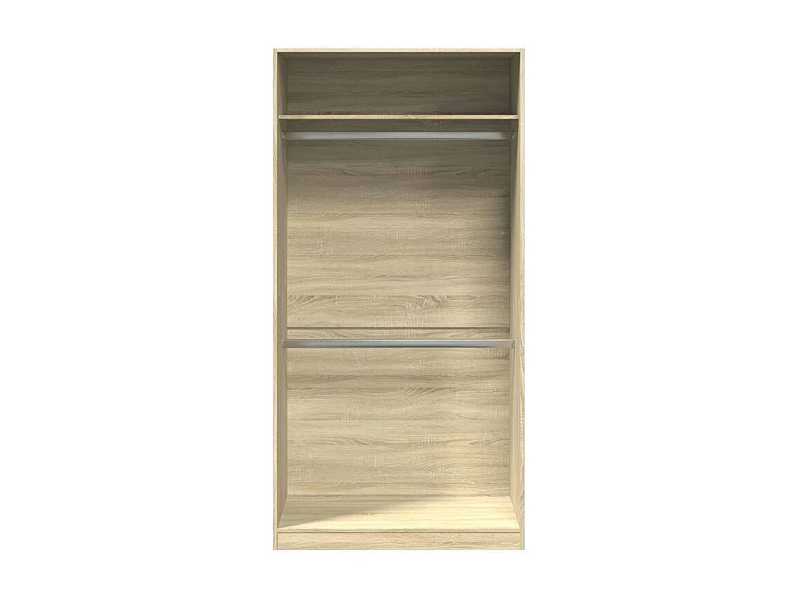Armoire dressing 2 penderie 1 étagère 100cm - Collection Laker-Blanc