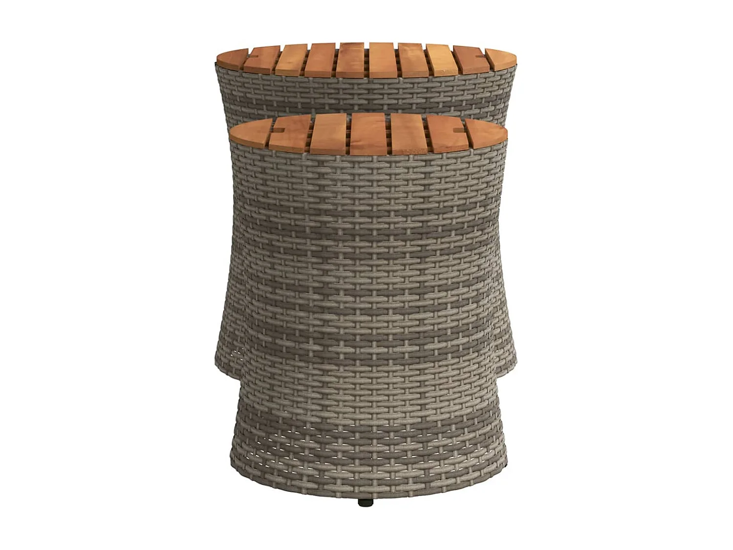 Table d'appoint de jardin 2 pc dessus en bois gris poly rotin