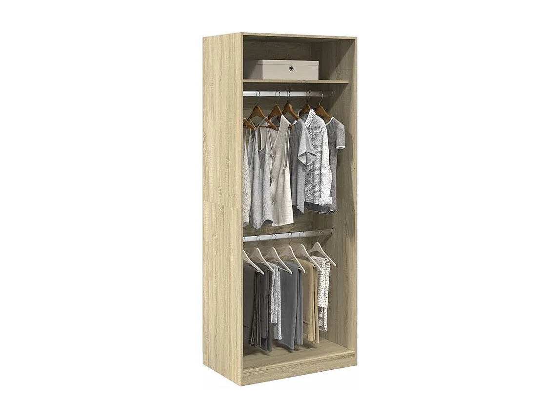 Armoire dressing 2 penderie 1 étagère 80cm - Collection Laker-Chêne clair