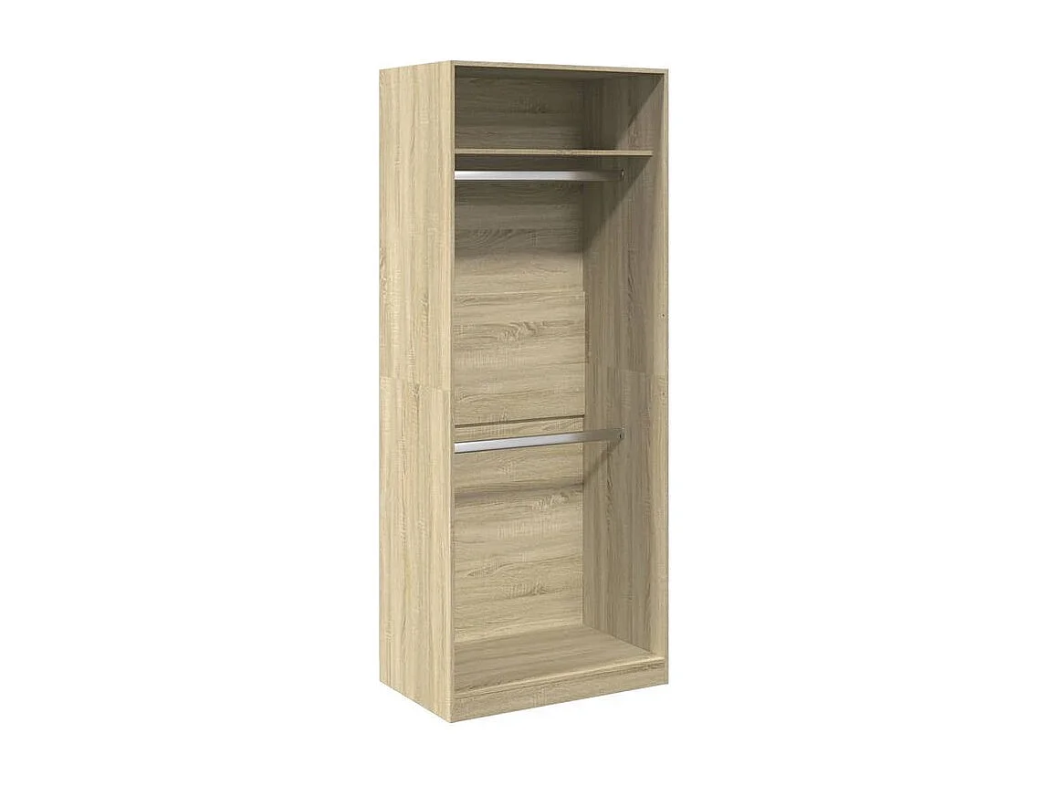 Armoire dressing 2 penderie 1 étagère 80cm - Collection Laker-Chêne clair