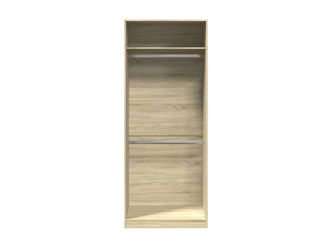 Armoire dressing 2 penderie 1 étagère 80cm - Collection Laker-Chêne clair