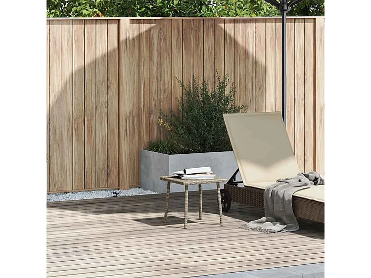 Table base de jardin rectangulaire gris clair résine tressée