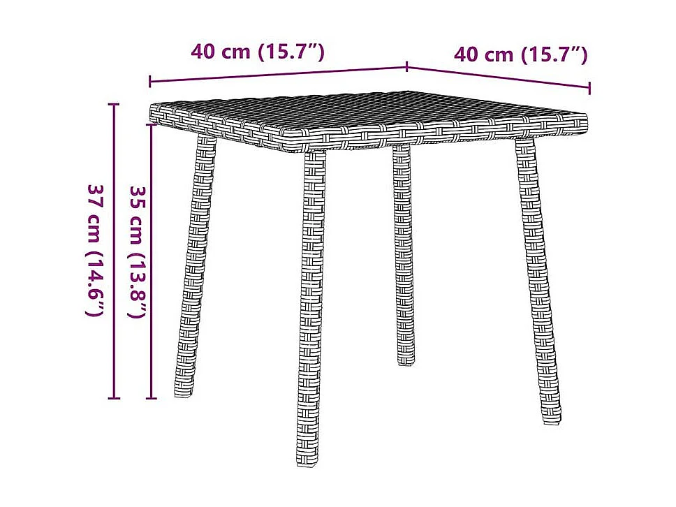 Table base de jardin rectangulaire gris clair résine tressée