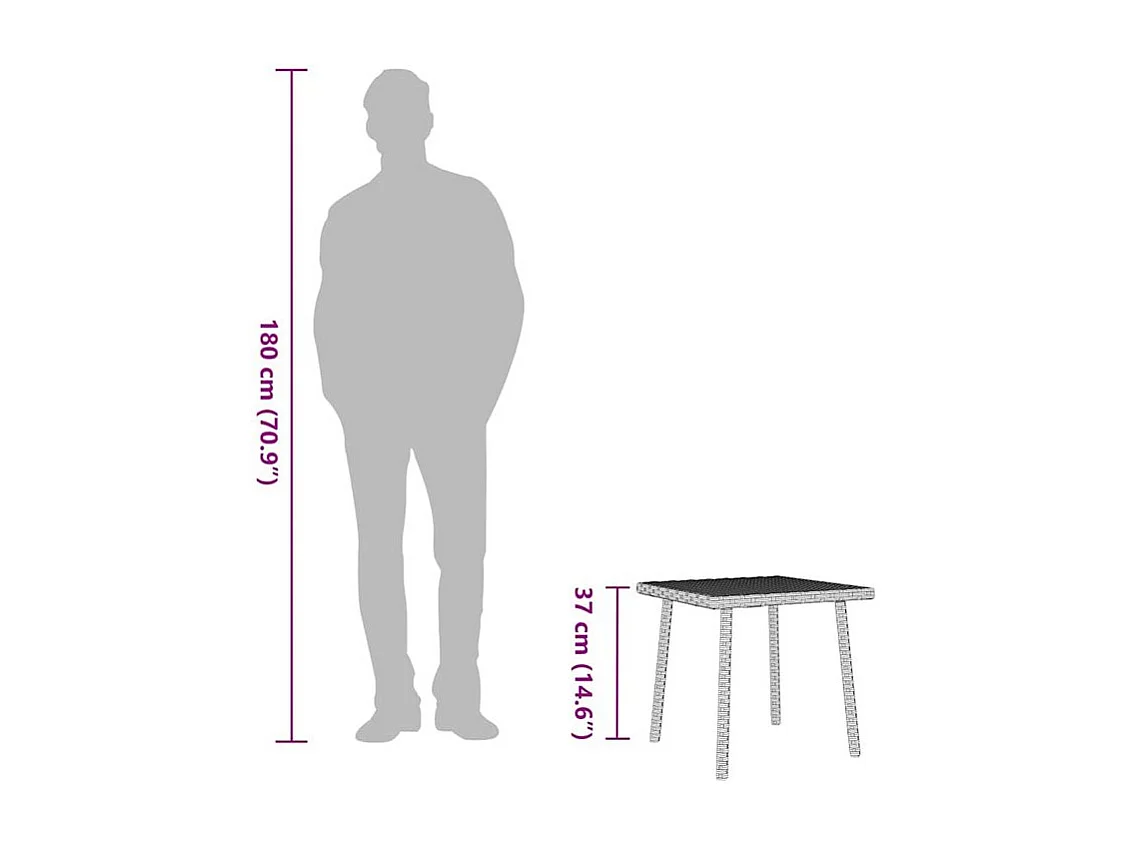 Table base de jardin rectangulaire gris clair résine tressée