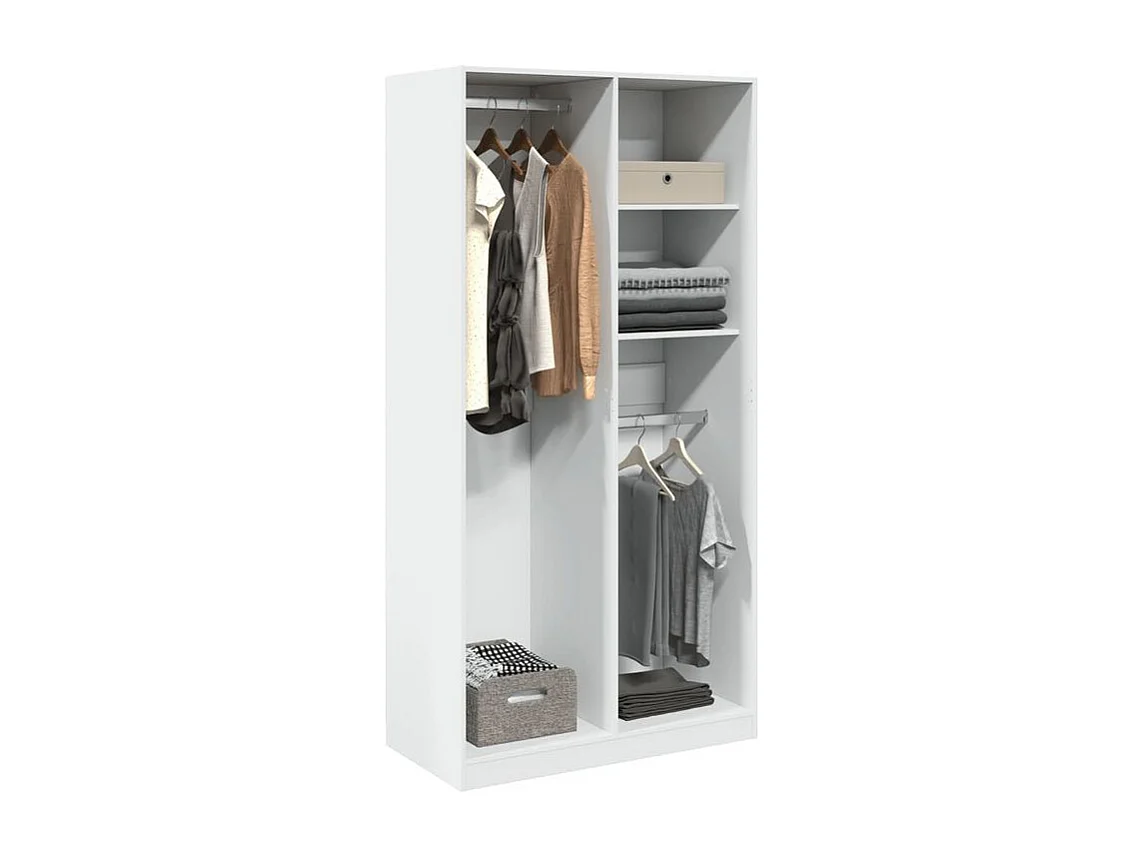 Armoire dressing 2 penderie 2 étagère 100cm - Collection Drazer-Blanc