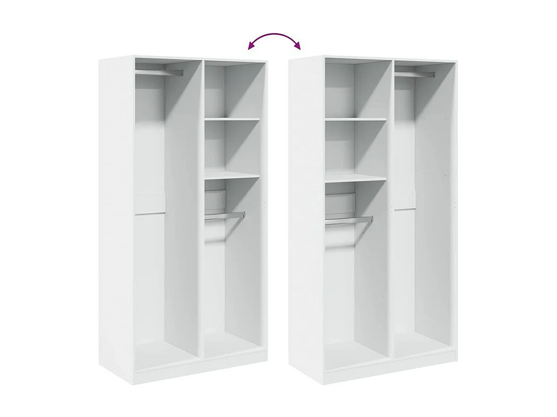 Armoire dressing 2 penderie 2 étagère 100cm - Collection Drazer-Blanc