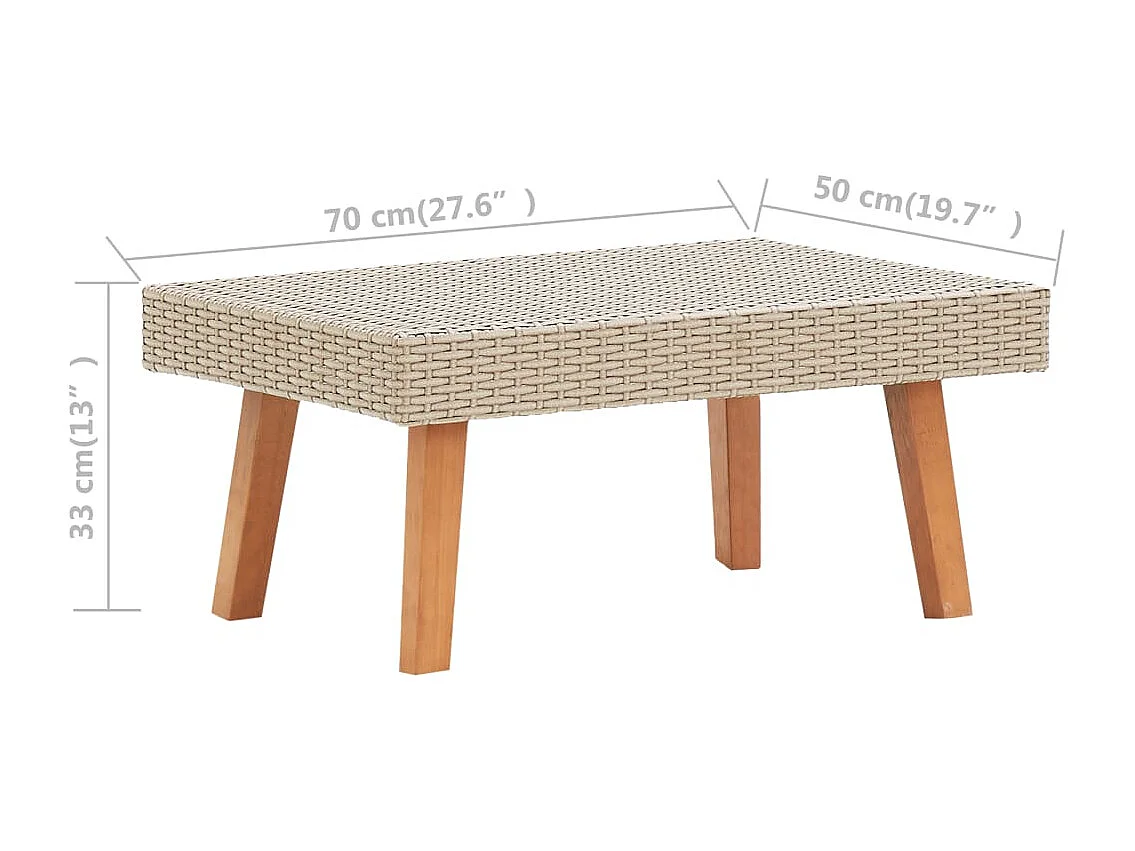 Table base de jardin Résine tressée Beige