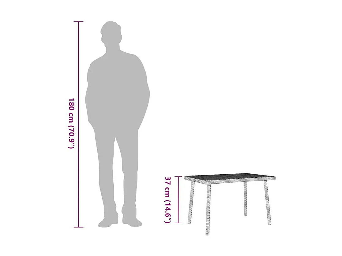 Table base de jardin rectangulaire gris clair résine tressée