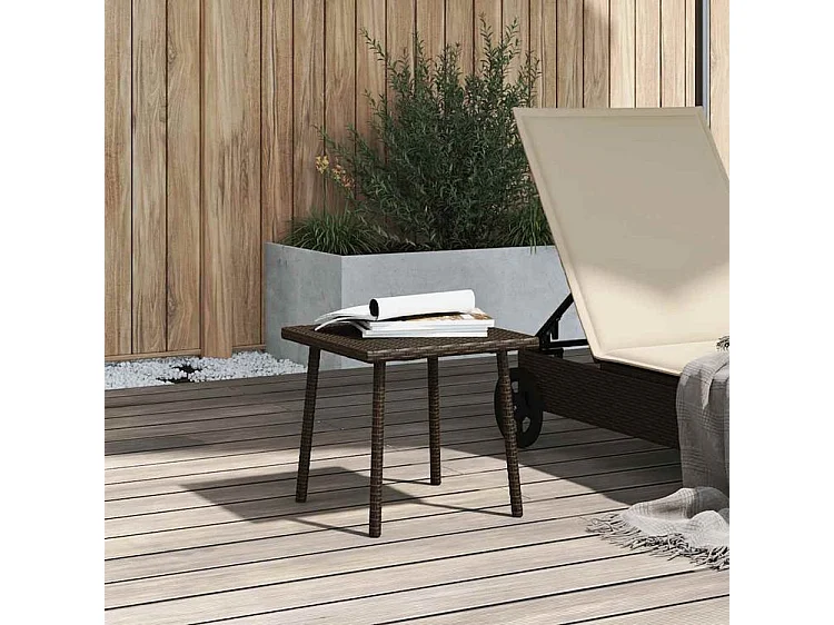 Table base de jardin rectangulaire marron 40x40x37 rotin