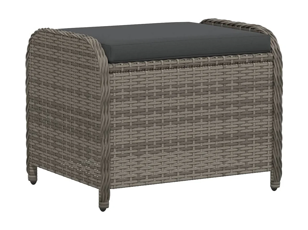 Tabouret de jardin avec coussin gris 58x46x46 résine tressée