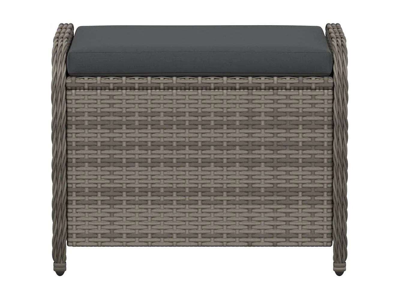 Tabouret de jardin avec coussin gris 58x46x46 résine tressée