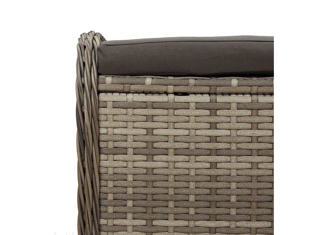 Tabouret de jardin avec coussin gris 58x46x46 résine tressée