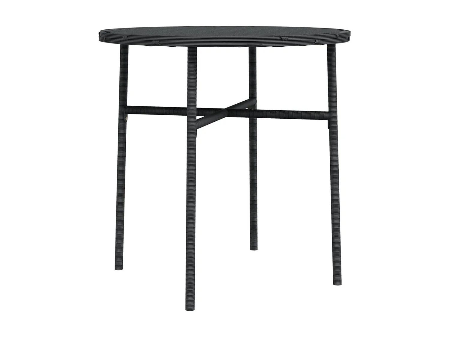 Table à thé Noir 45cm Résine tressée